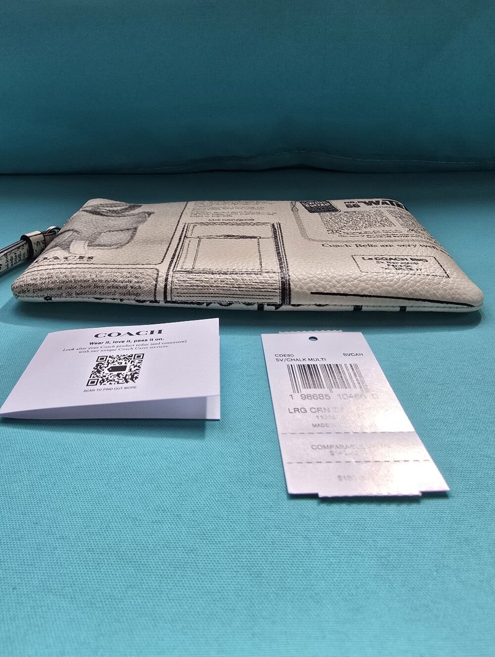 Coach 1 Of A Kind Limited Edition Large Corner Zip Wristlet with Newspaper Print - Picture 4 of 5